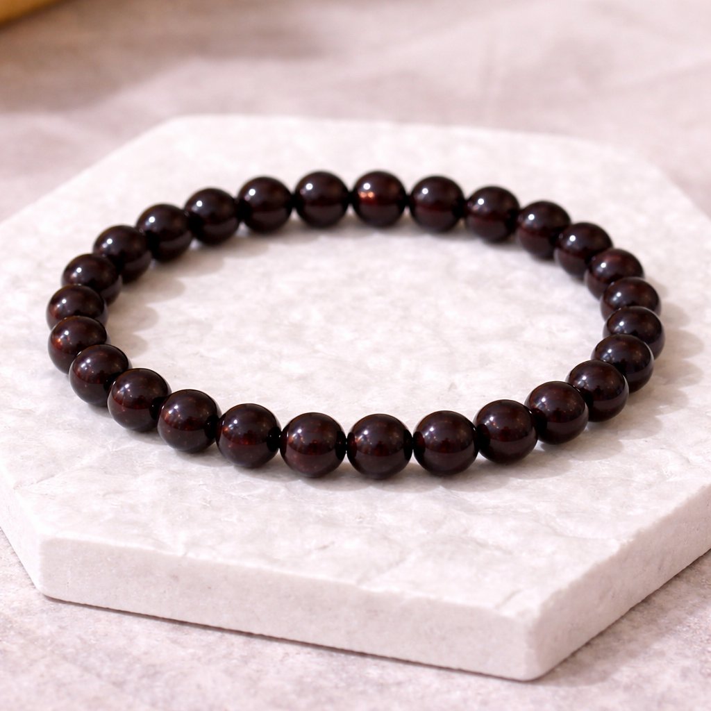 Red Garnet Gemstone 8mm Beaded Stretch Bracelet Healing Jewelry